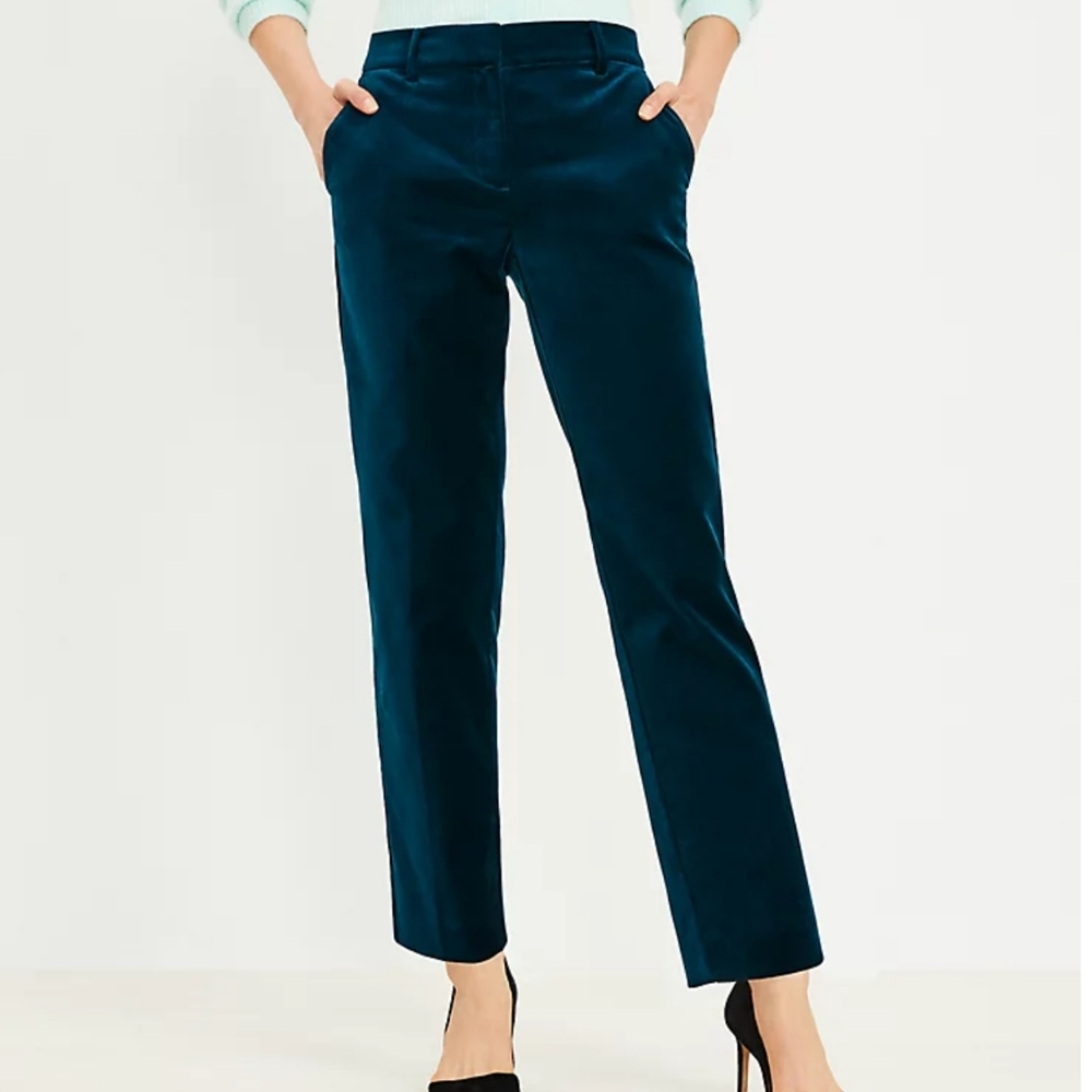 NWT! LOFT Velet Riviera Slim Pants in Jade/Teal